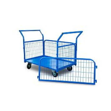 Купить Тележка платформенная TOR ТП-3С (700х1200) с бортами из сетки и двумя ручками (колеса 160 мм) - Интернет магазин промышленного оборудования ООО "РУССНАБ"